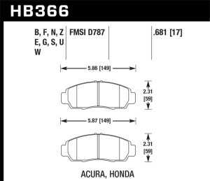 Acura TL Brake Pads - Front - Hawk Performance - Performance Ceramic - `99-`08